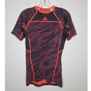 Adidas orange black short sleeve rashguard baselayer shirt - medium